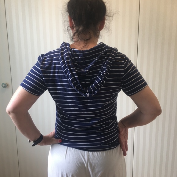 Jones New York Sweaters - Jones New York Navy White Stripes hoodie ties Size L